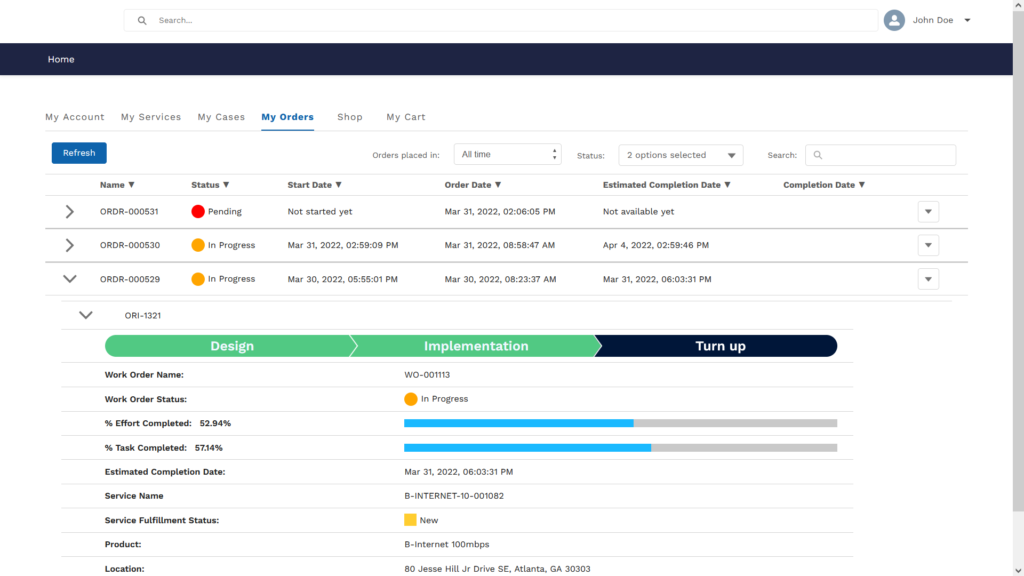 Nextian Customer Portal built using Salesforce Experience Cloud