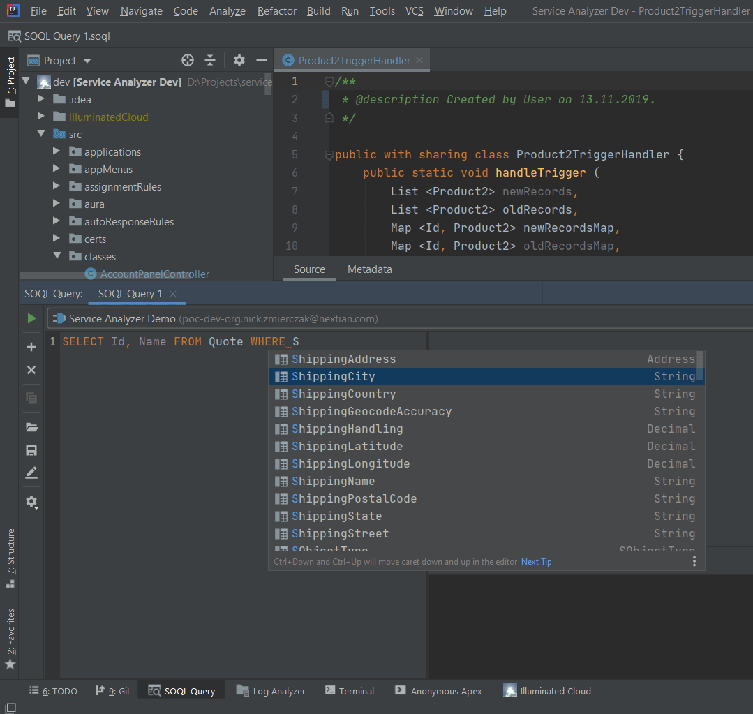 IntelliJ IDEA SOQL query auto-completion