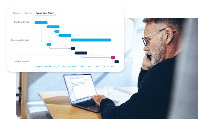 Man and screenshot of Quote-to-cash automation