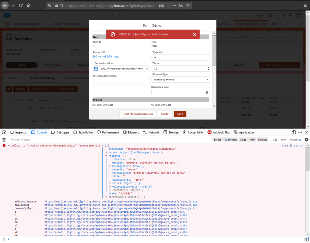 Web browser console debug output