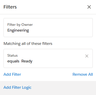 Departmental task list view filter example