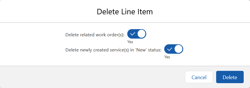 Order line item delete options