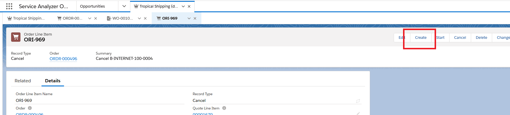 Order line item details actions