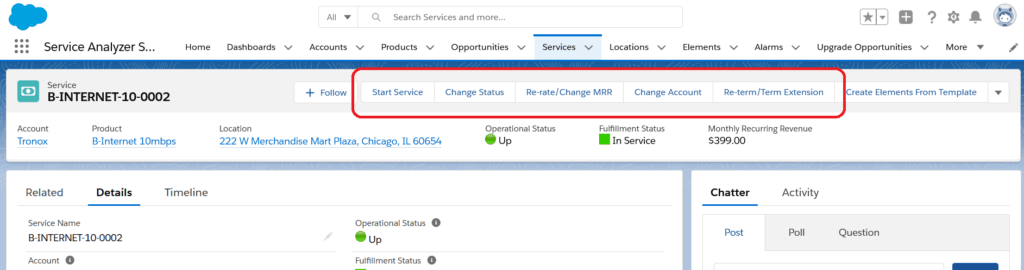 Service Management Actions