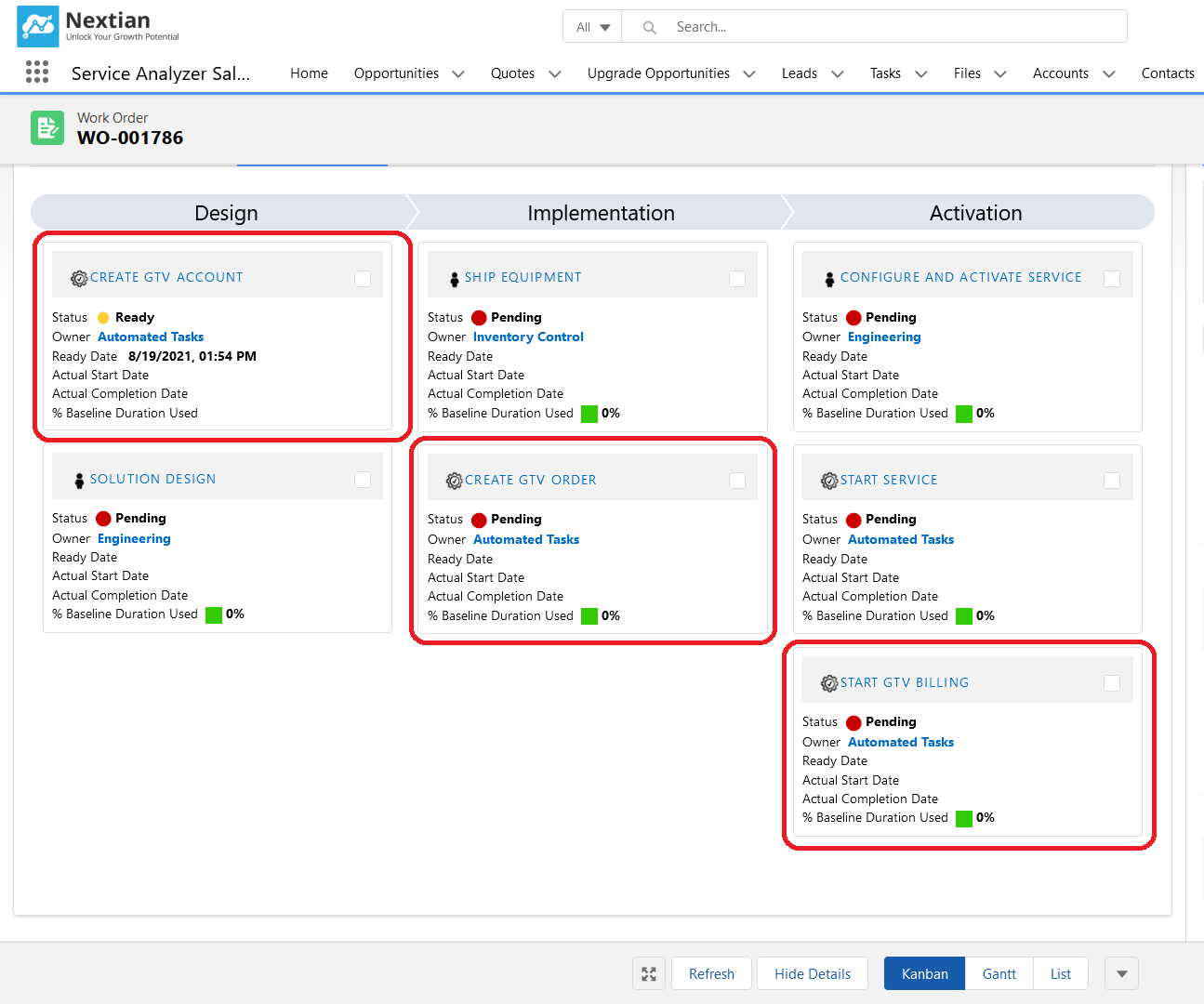 Nextian Gotransverse Connector - work order with billing integration tasks