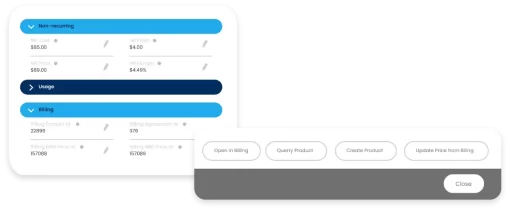 CRM/Billing product catalog synchronization